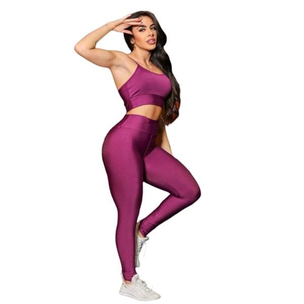 Imagem de CONJUNTO Fitness Feminino TOP ALÇA FINA + Calça LEG BÁSICA Sports Treino Tecido Premium 877