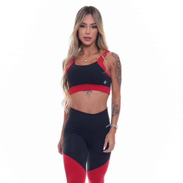 Imagem de Conjunto Fitness Feminino Top + Calça Legging Empina Bumbum Compressão Modelador UV50+