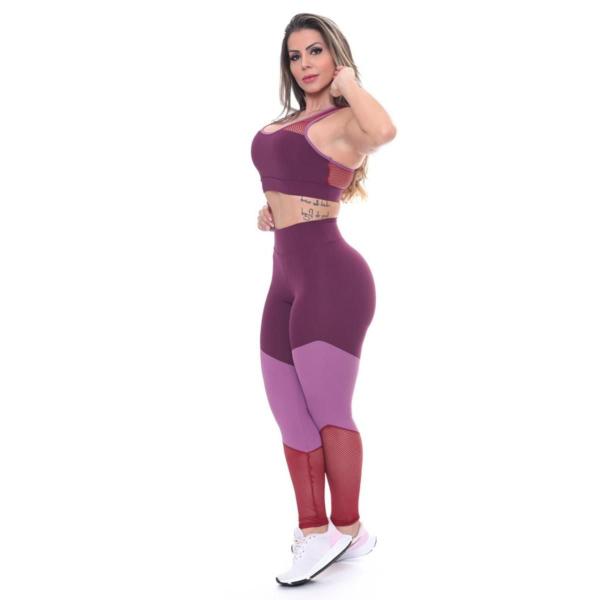 Conjunto Fitness Feminino Top + Calça Legging Zero Transparência Alta Compressão Modeladora UV50+ - GAROTAFIT Imagem de Conjunto Fitness Feminino Top + Calça Legging Zero Transparência Alta Compressão Modeladora UV50+