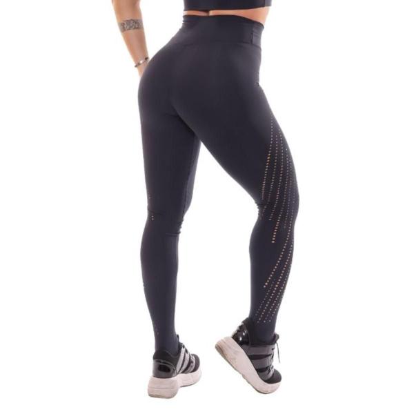 Imagem de Conjunto Fitness Feminino Top + Calça Legging Zero Transparência Alta Compressão Poliamida UV50+