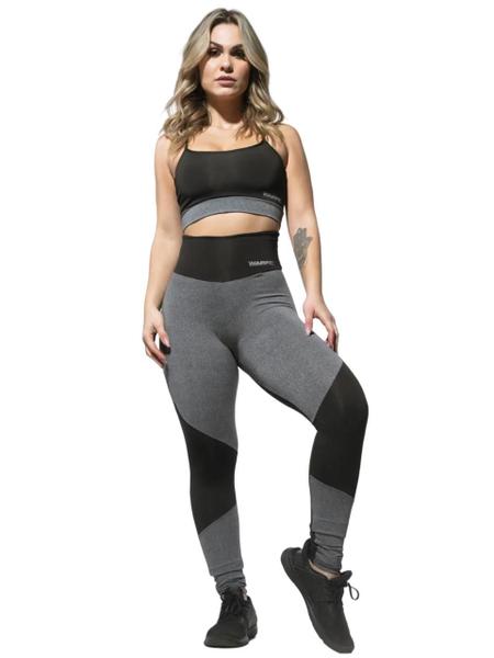 Imagem de Conjunto Fitness Legging E Top Mescla Recorte Preto WarFit