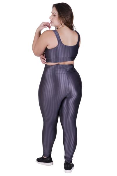 Imagem de Conjunto Fitness Plus Size 3D Cropped Bojo Removível e Legging Cintura Alta BARBARA