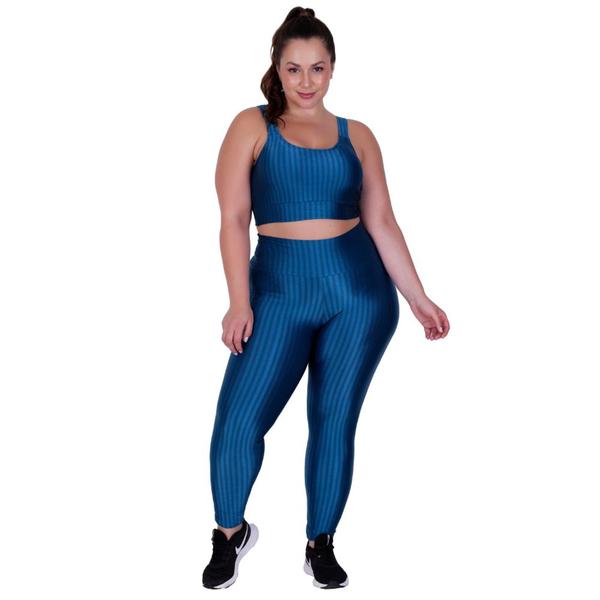 Imagem de Conjunto Fitness Plus Size 3D Cropped Bojo Removível e Legging Cintura Alta BARBARA