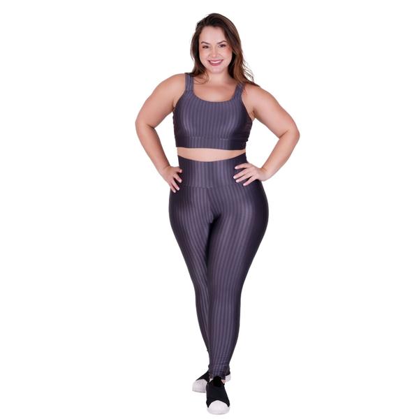 Imagem de Conjunto Fitness Plus Size 3D Cropped Legging Cintura Alta - BÁRBARA PLUS