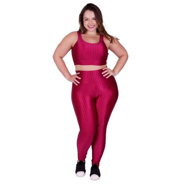 Imagem de Conjunto Fitness Plus Size 3D Top e Legging Cintura Alta - BÁRBARA PLUS