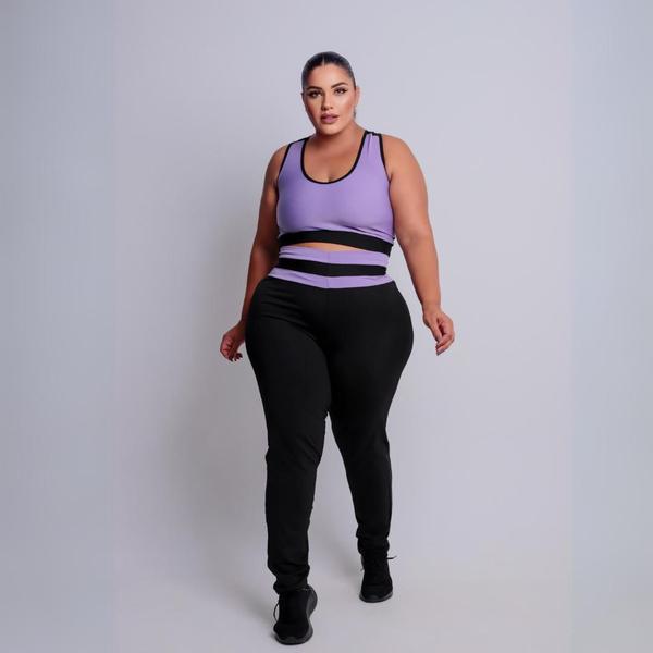 Imagem de Conjunto Fitness Plus size 44 ao 54 legging e top roupa de academia feminina