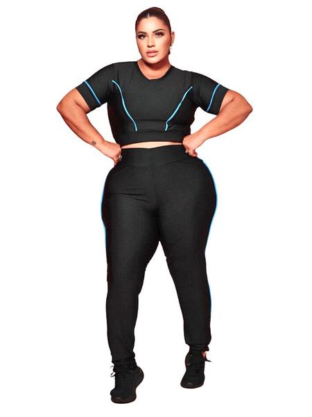 Imagem de  Conjunto Fitness Plus Size Legging E Cropped Manga 44 Ao 54