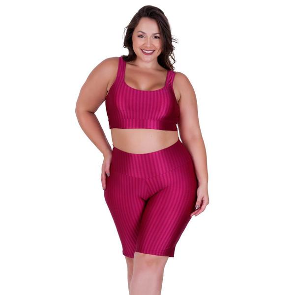 Imagem de Conjunto Fitness Plus Size Top com Bojo Removível e Bermuda Cintura Alta 3D Adulto Feminino Bruna