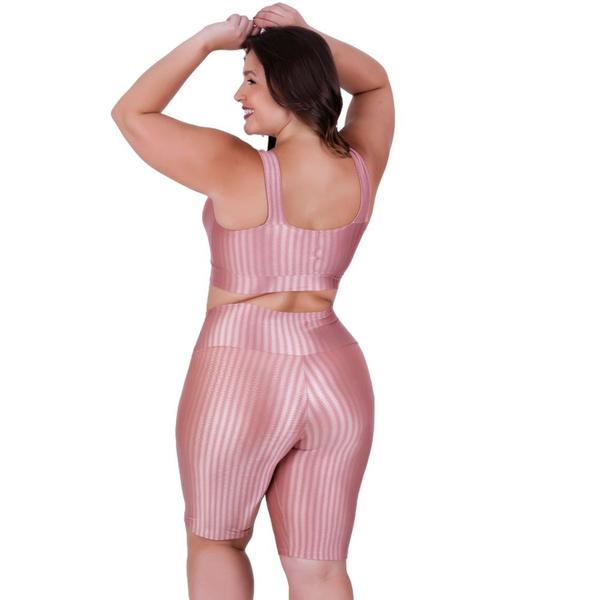 Imagem de Conjunto Fitness Plus Size Top com Bojo Removível e Bermuda Cintura Alta 3D - CONJUNTO BRUNA PLUS