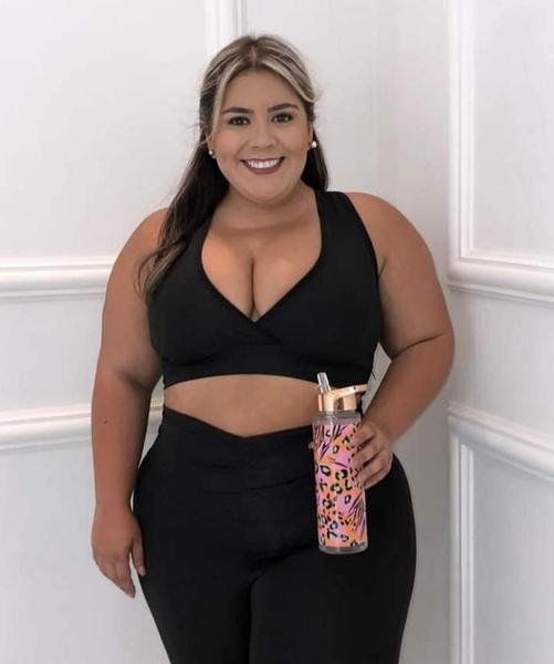 Imagem de Conjunto fitness short e top plus size (cós alto)