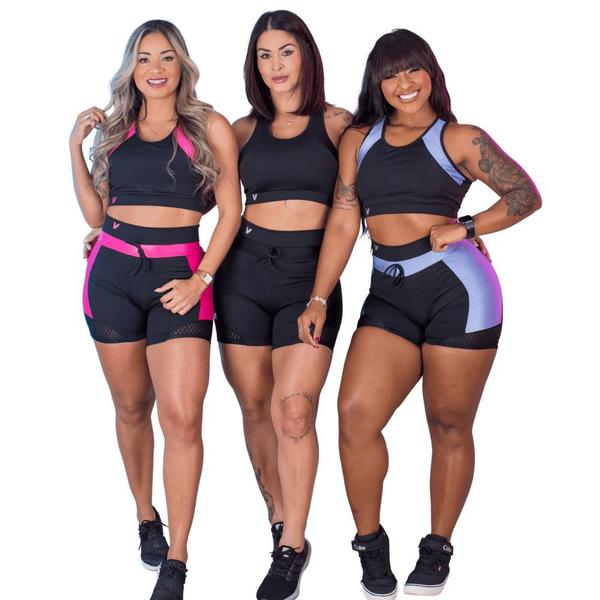 Imagem de Conjunto Fitness Shorts e Top Recortes Poliamida 1061 - Lievi