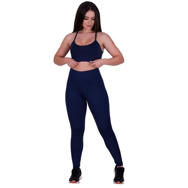 Imagem de Conjunto Fitness Top e Calça Legging Suplex Lisa Academia Ana e Debi