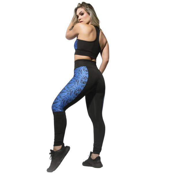 Imagem de Conjunto Fitness Top E Legging Sublimado Azul WarFit