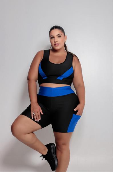 Imagem de Conjunto Fitness Top e Short com bolso PLUS SIZE e SLIM 40 ao 54 Roupa de academia feminino