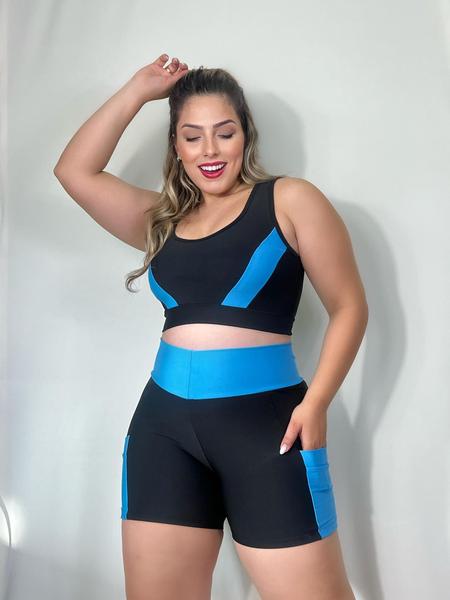 Imagem de Conjunto Fitness Top e Short com bolso PLUS SIZE e SLIM 40 ao 54 Roupa de academia feminino