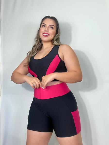 Imagem de Conjunto Fitness Top e Short com bolso PLUS SIZE e SLIM 40 ao 54 Roupa de academia feminino