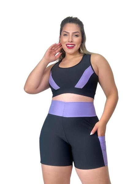 Conjunto Fitness Top e Short com bolso PLUS SIZE e SLIM 40 ao 54 Roupa de academia feminino - SRABELO MAGAZINE Imagem de Conjunto Fitness Top e Short com bolso PLUS SIZE e SLIM 40 ao 54 Roupa de academia feminino