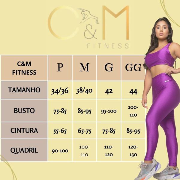 Imagem de Conjunto Fitness Top/Legging Malha Canelado Poliéster