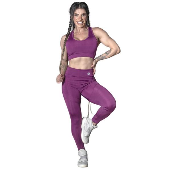 Imagem de Conjunto Fitness - Top Nadador + Calça Legging Básica - Roxo