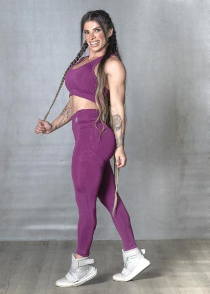 Imagem de Conjunto Fitness - Top Nadador + Calça Legging Básica - Roxo