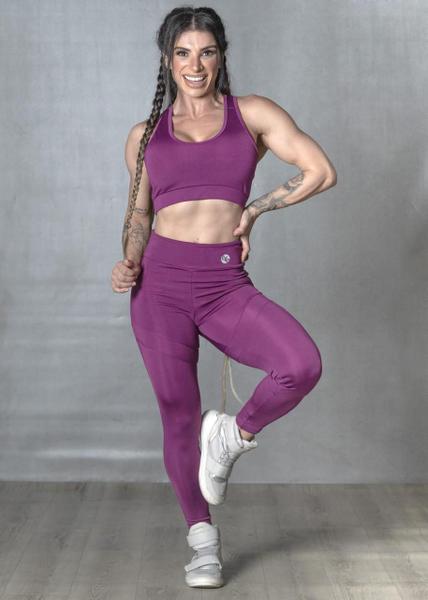 Imagem de Conjunto Fitness - Top Nadador + Calça Legging Básica - Roxo