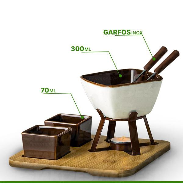 Imagem de Conjunto Fondue 8 Peças Panela Fundi Aço Inox Para Chocolate E Queijo