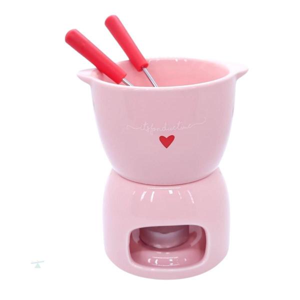 Imagem de Conjunto Fondue De Porcelana Hauskraft Lamour Rosa 5 Peças