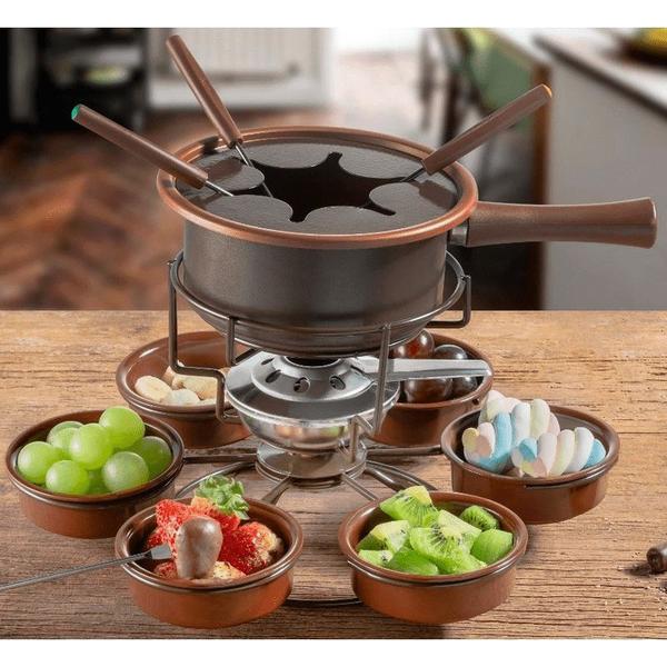 Imagem de Conjunto Fondue Giratório 15 Peças Cor Chocolate Forma Inox