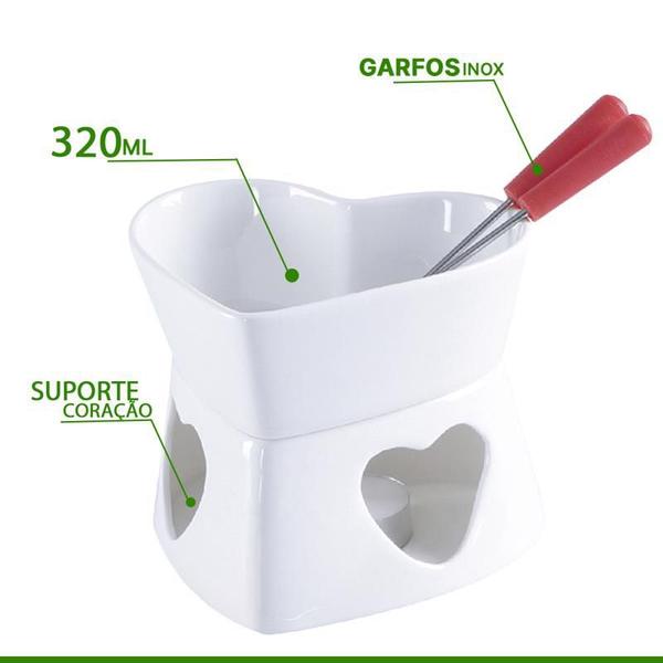 Imagem de Conjunto Fondue Herstal 7 Peças Coração Panela Fundi Aço Inox Para Chocolate E Queijo - Western