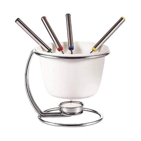 Imagem de Conjunto Fondue New 7peças Hauskraft Porcelana Branca e Inox