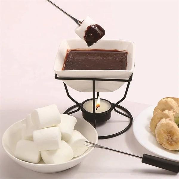 Imagem de Conjunto fondue panela cerâmica gourmet 5 peças novidade