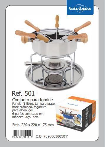 Imagem de Conjunto fondue panela inox 1 litro 10 peças ravinox 501
