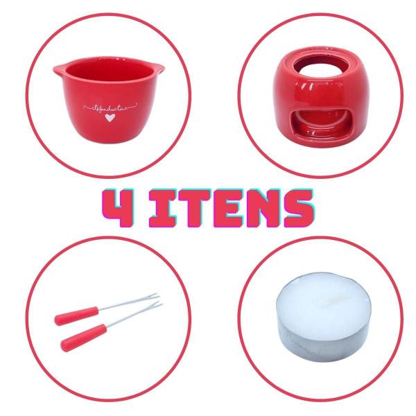 Imagem de Conjunto Fondue Porcelana Hauskraft Lamour Vermelho 5 Peças