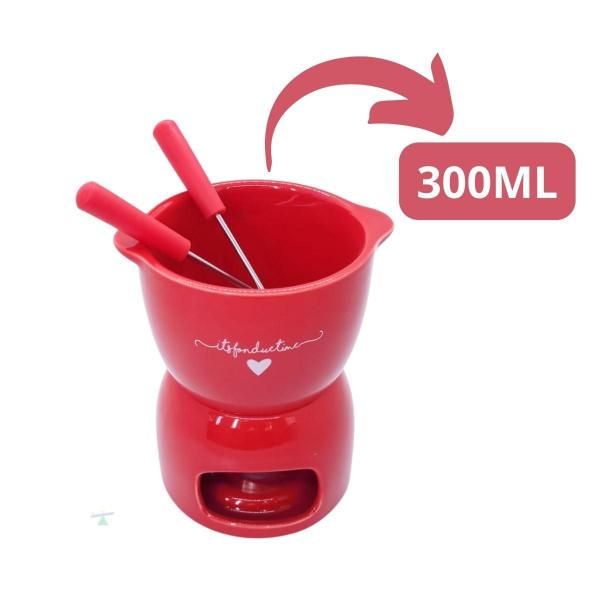 Imagem de Conjunto Fondue Porcelana Hauskraft Lamour Vermelho 5 Peças