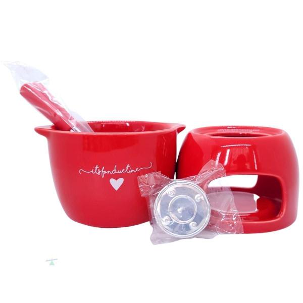 Imagem de Conjunto Fondue Porcelana Hauskraft Lamour Vermelho 5 Peças