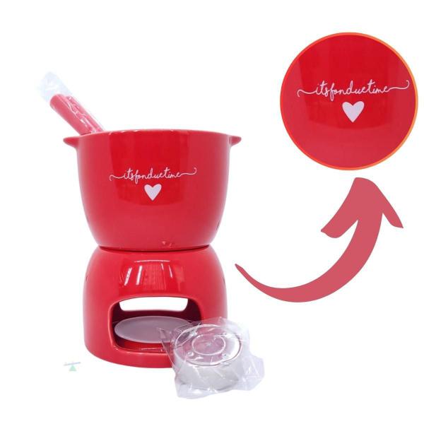 Imagem de Conjunto Fondue Porcelana Hauskraft Lamour Vermelho 5 Peças