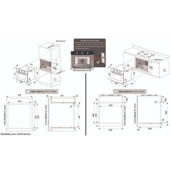 Imagem de Conjunto Forno 50L 127V , Micro-ondas 25L 127v  Linha Infinity Preto