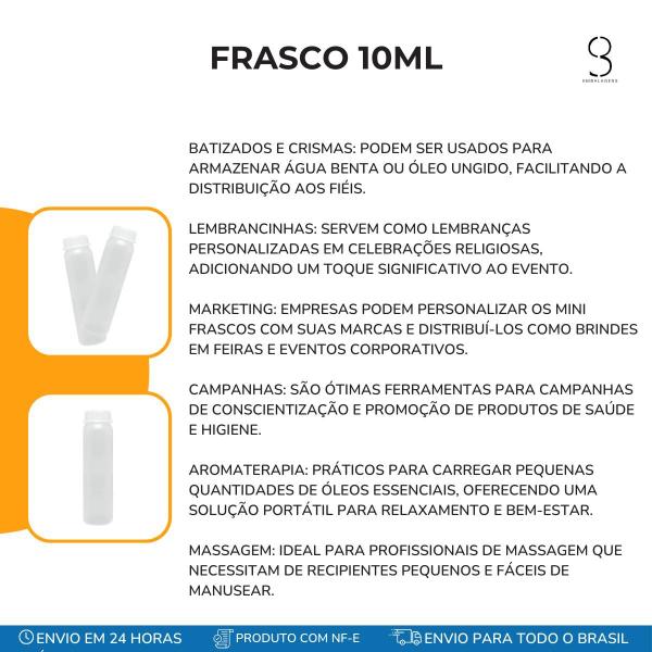 Imagem de Conjunto Frasco 10ml Para Eventos Religiosos Com Tampa Pressão 50u