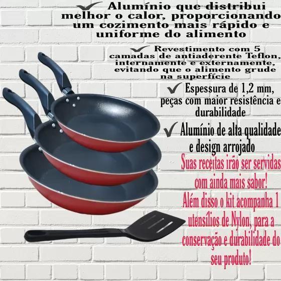 Conjunto Frigideira Antiaderente Color n16, 18 e 22 + 1 Espátula de Nylon - Marcolar Imagem de Conjunto Frigideira Antiaderente Color n16, 18 e 22 + 1 Espátula de Nylon