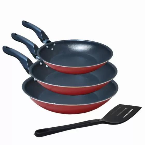 Conjunto Frigideira Antiaderente Color n16, 18 e 22 + 1 Espátula de Nylon - Marcolar Imagem de Conjunto Frigideira Antiaderente Color n16, 18 e 22 + 1 Espátula de Nylon