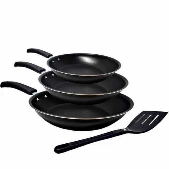 Conjunto Frigideira Antiaderente Color n16, 18 e 22 + 1 Espátula de Nylon - Marcolar Imagem de Conjunto Frigideira Antiaderente Color n16, 18 e 22 + 1 Espátula de Nylon