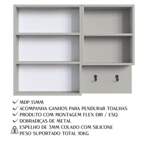 Imagem de Conjunto Gabinete com Cuba e Espelheira 80cm Mel Arenas PRODDY