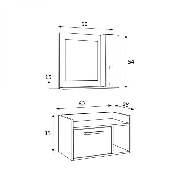 Imagem de Conjunto Gabinete para Banheiro 2 Portas E 1 Nicho Estilare