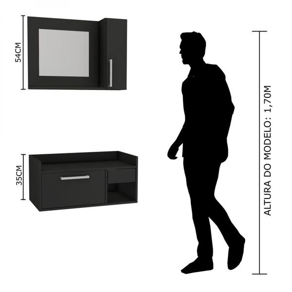 Imagem de Conjunto Gabinete para Banheiro 2 Portas E 1 Nicho Estilare