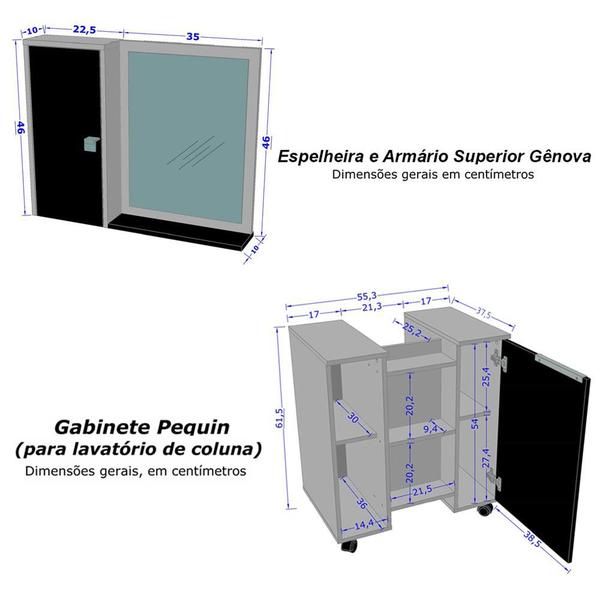 Imagem de Conjunto Gabinete Pequin C/ Espelheira Genova