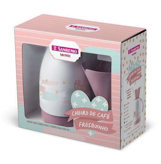 Conjunto Garrafa Café 700ml Rosa Sanremo Imagem de Conjunto Garrafa Café 700ml Rosa Sanremo