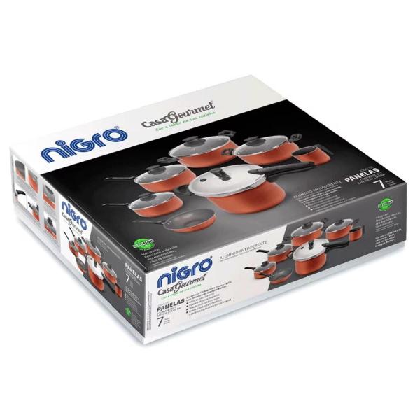 Conjunto Gourmet 7 Peças Panela de Pressão Terracota Nigro Imagem de Conjunto Gourmet 7 Peças Panela de Pressão Terracota Nigro