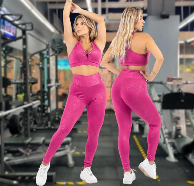 Imagem de Conjunto Grife Feminino Fitness Top C Bojo Leg Empina Bumbum