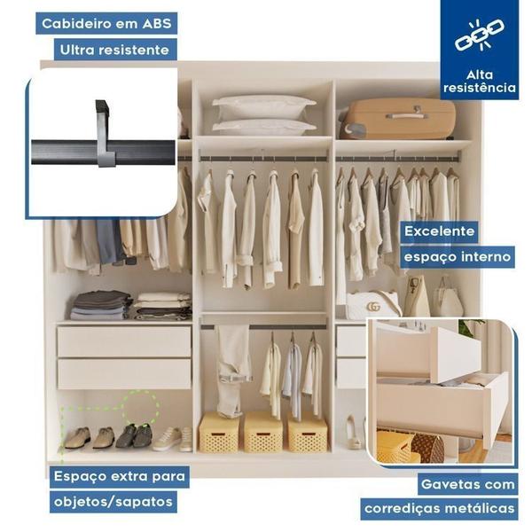 Imagem de Conjunto Guarda Roupa Casal Premium 205,9cm 3 Portas e Cômoda 129,5cm 1 Porta 4 Gavetas Minastex