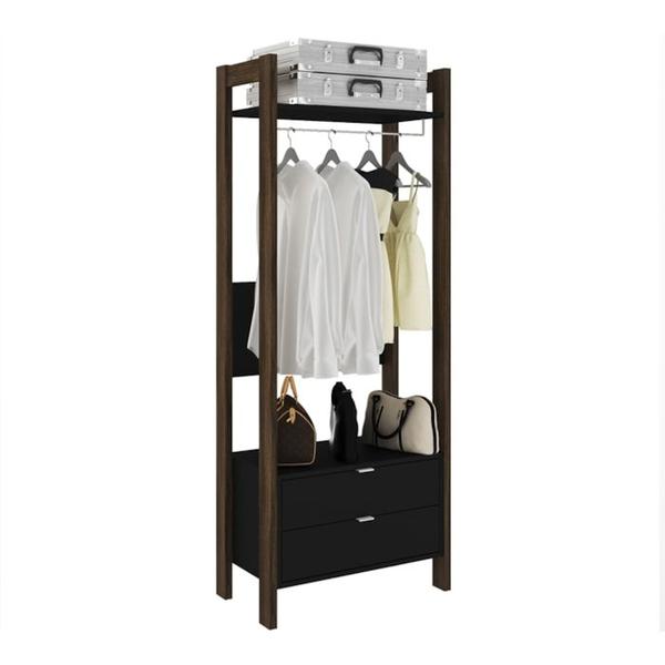 Imagem de Conjunto Guarda Roupa Modulado Closet 4 Peças AZ2 Preto Nogal Tecno Mobili